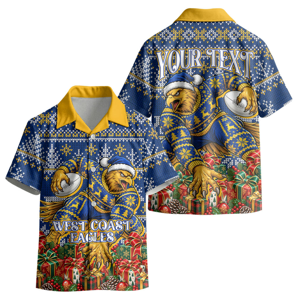 Personalized West Coast Eagles Football Christmas Kid Hawaiian Shirt Australian Football Mascot - Ugly Christmas Pattern Festive