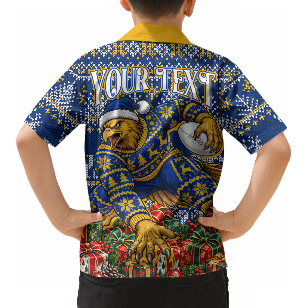 Personalized West Coast Eagles Football Christmas Kid Hawaiian Shirt Australian Football Mascot - Ugly Christmas Pattern Festive
