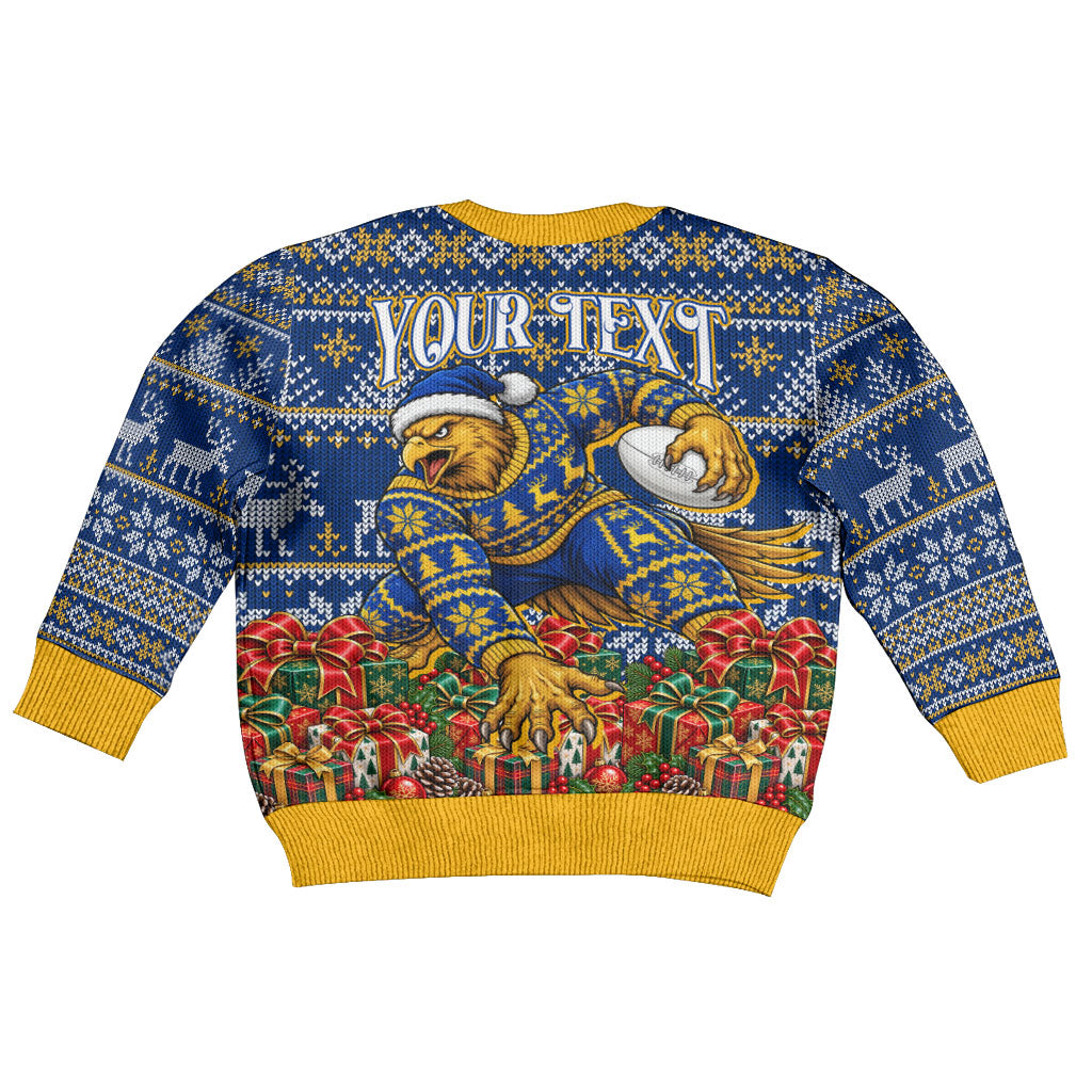 Personalized West Coast Eagles Football Christmas Kid Ugly Christmas Sweater Australian Football Mascot - Ugly Christmas Pattern Festive