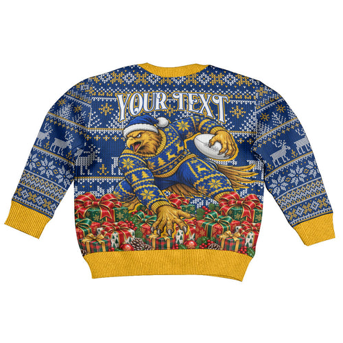 Personalized West Coast Eagles Football Christmas Kid Ugly Christmas Sweater Australian Football Mascot - Ugly Christmas Pattern Festive