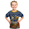 Personalized West Coast Eagles Football Christmas Kid T Shirt Australian Football Mascot - Ugly Christmas Pattern Festive