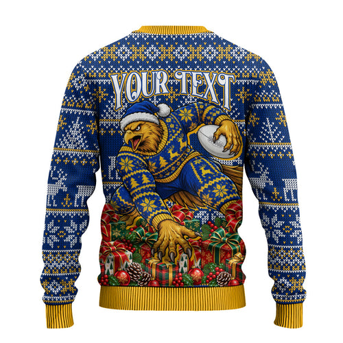Personalized West Coast Eagles Football Christmas Ugly Christmas Sweater Australian Football Mascot - Ugly Christmas Pattern Festive