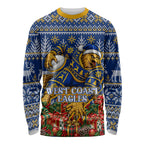 Personalized West Coast Eagles Football Christmas Long Sleeve Shirt Australian Football Mascot - Ugly Christmas Pattern Festive