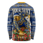 Personalized West Coast Eagles Football Christmas Long Sleeve Shirt Australian Football Mascot - Ugly Christmas Pattern Festive