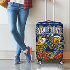 Personalized West Coast Eagles Football Christmas Luggage Cover Australian Football Mascot - Ugly Christmas Pattern Festive