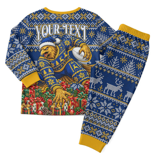 Personalized West Coast Eagles Football Christmas Pajama Set Australian Football Mascot - Ugly Christmas Pattern Festive