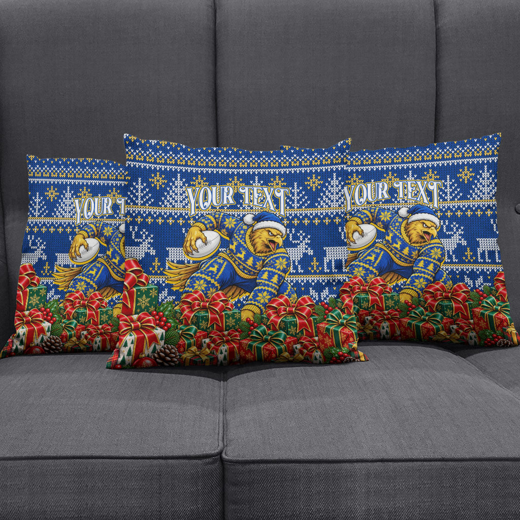 Personalized West Coast Eagles Football Christmas Pillow Cover Australian Football Mascot - Ugly Christmas Pattern Festive