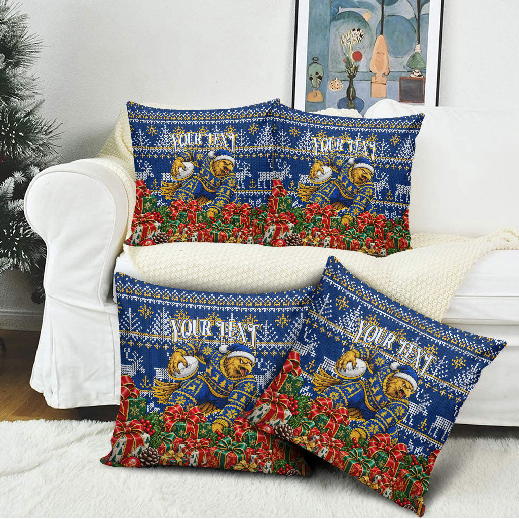 Personalized West Coast Eagles Football Christmas Pillow Cover Australian Football Mascot - Ugly Christmas Pattern Festive