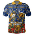 Personalized West Coast Eagles Football Christmas Polo Shirt Australian Football Mascot - Ugly Christmas Pattern Festive