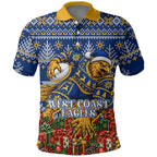 Personalized West Coast Eagles Football Christmas Polo Shirt Australian Football Mascot - Ugly Christmas Pattern Festive