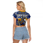 Personalized West Coast Eagles Football Christmas Raglan Cropped T Shirt Australian Football Mascot - Ugly Christmas Pattern Festive