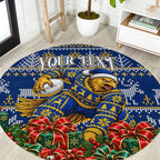 Personalized West Coast Eagles Football Christmas Round Carpet Australian Football Mascot - Ugly Christmas Pattern Festive