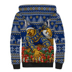 Personalized West Coast Eagles Football Christmas Sherpa Hoodie Australian Football Mascot - Ugly Christmas Pattern Festive