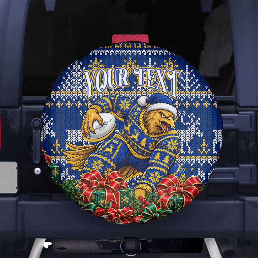 Personalized West Coast Eagles Football Christmas Spare Tire Cover Australian Football Mascot - Ugly Christmas Pattern Festive