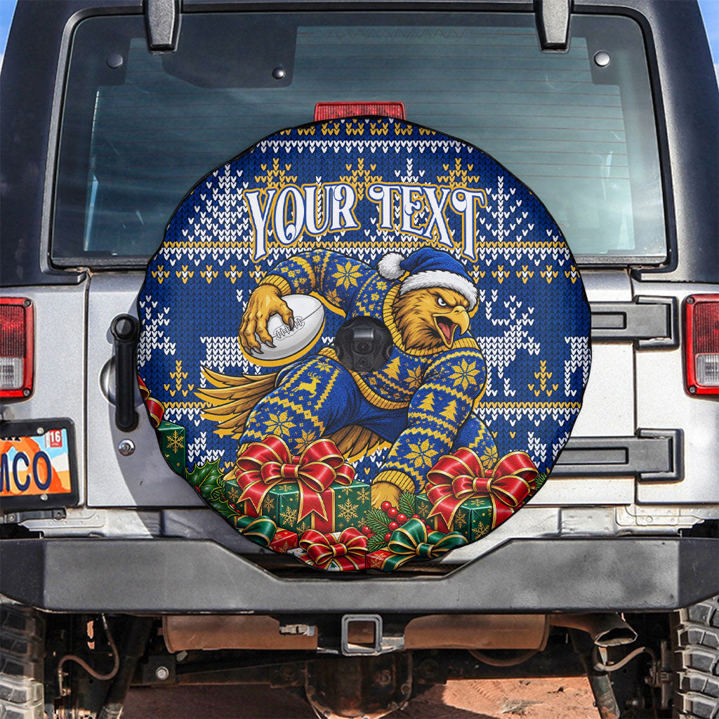 Personalized West Coast Eagles Football Christmas Spare Tire Cover Australian Football Mascot - Ugly Christmas Pattern Festive