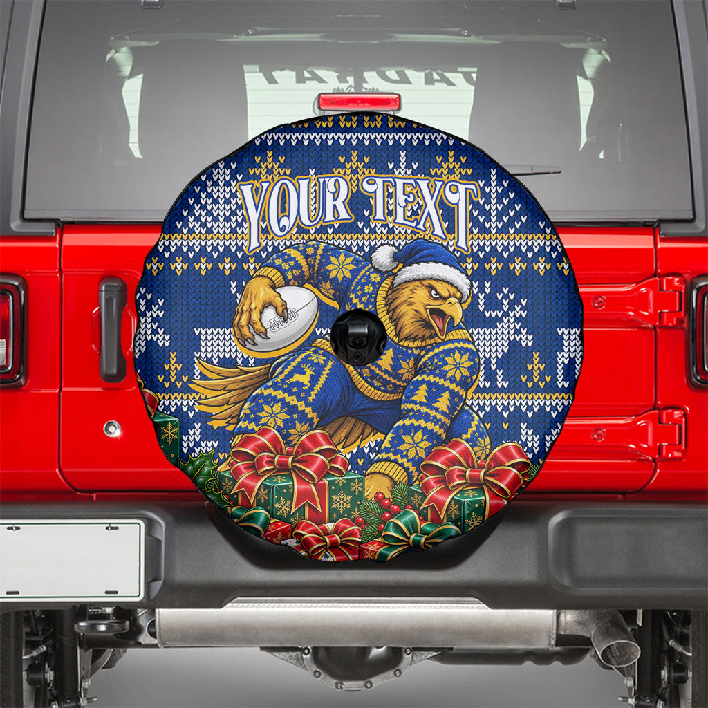 Personalized West Coast Eagles Football Christmas Spare Tire Cover Australian Football Mascot - Ugly Christmas Pattern Festive