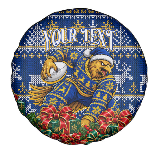 Personalized West Coast Eagles Football Christmas Spare Tire Cover Australian Football Mascot - Ugly Christmas Pattern Festive