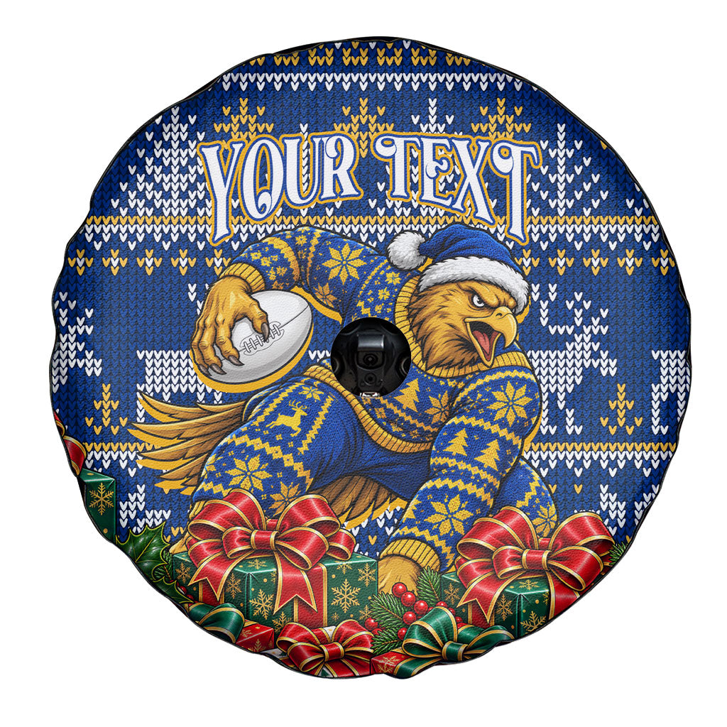Personalized West Coast Eagles Football Christmas Spare Tire Cover Australian Football Mascot - Ugly Christmas Pattern Festive