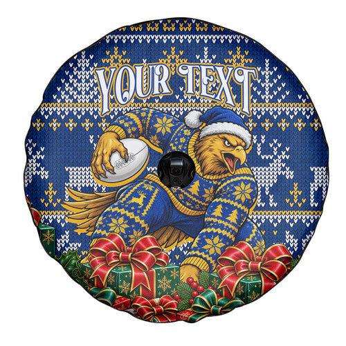 Personalized West Coast Eagles Football Christmas Spare Tire Cover Australian Football Mascot - Ugly Christmas Pattern Festive
