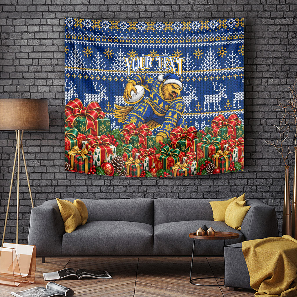 Personalized West Coast Eagles Football Christmas Tapestry Australian Football Mascot - Ugly Christmas Pattern Festive