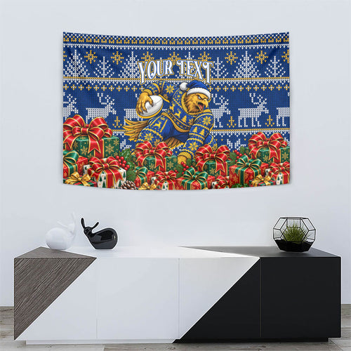 Personalized West Coast Eagles Football Christmas Tapestry Australian Football Mascot - Ugly Christmas Pattern Festive