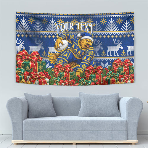 Personalized West Coast Eagles Football Christmas Tapestry Australian Football Mascot - Ugly Christmas Pattern Festive
