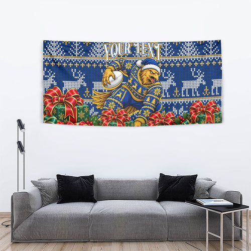 Personalized West Coast Eagles Football Christmas Tapestry Australian Football Mascot - Ugly Christmas Pattern Festive