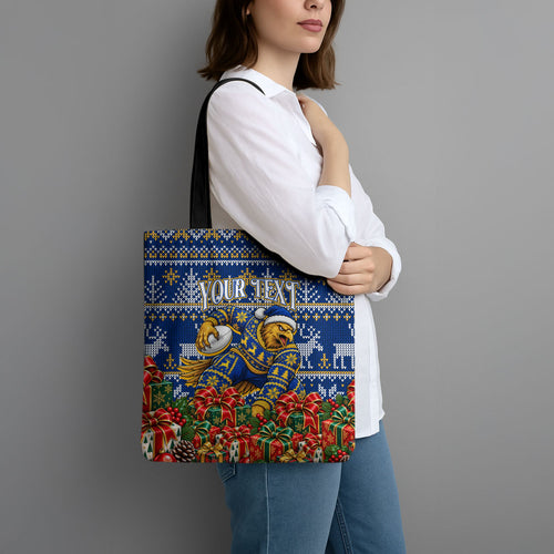 Personalized West Coast Eagles Football Christmas Tote Bag Australian Football Mascot - Ugly Christmas Pattern Festive