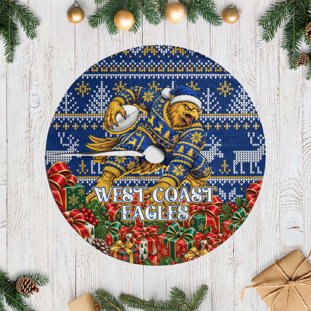 West Coast Eagles Football Christmas Tree Skirt Australian Football Mascot - Ugly Christmas Pattern Festive