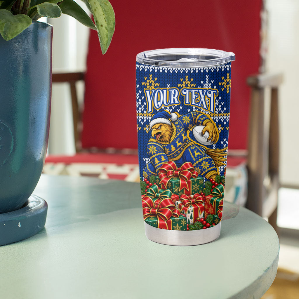 Personalized West Coast Eagles Football Christmas Tumbler Cup Australian Football Mascot - Ugly Christmas Pattern Festive