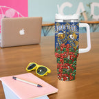 Personalized West Coast Eagles Football Christmas Tumbler With Handle Australian Football Mascot - Ugly Christmas Pattern Festive