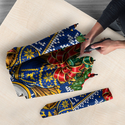 Personalized West Coast Eagles Football Christmas Umbrella Australian Football Mascot - Ugly Christmas Pattern Festive
