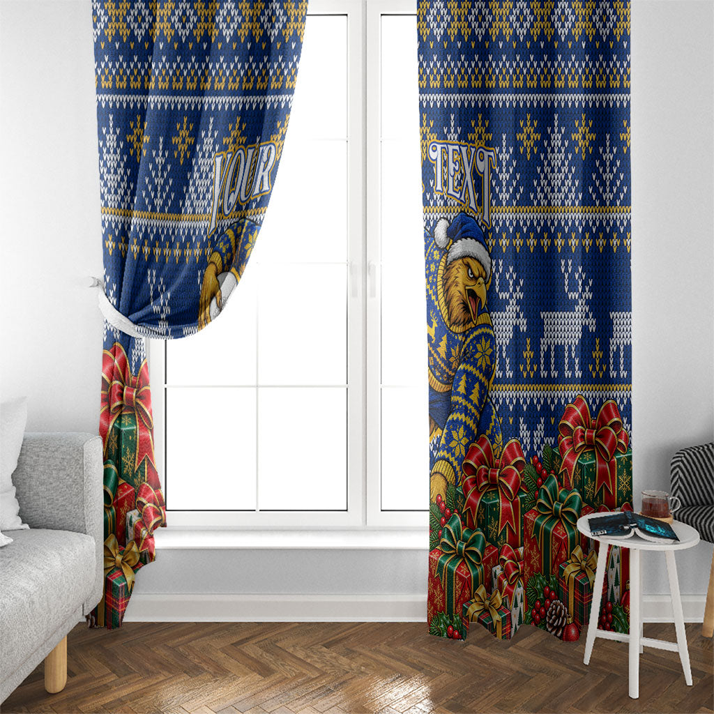 Personalized West Coast Eagles Football Christmas Window Curtain Australian Football Mascot - Ugly Christmas Pattern Festive