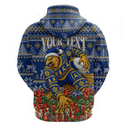 Personalized West Coast Eagles Football Christmas Zip Hoodie Australian Football Mascot - Ugly Christmas Pattern Festive