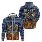 Personalized West Coast Eagles Football Christmas Zip Hoodie Australian Football Mascot - Ugly Christmas Pattern Festive