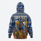 Personalized West Coast Eagles Football Christmas Zip Hoodie Australian Football Mascot - Ugly Christmas Pattern Festive