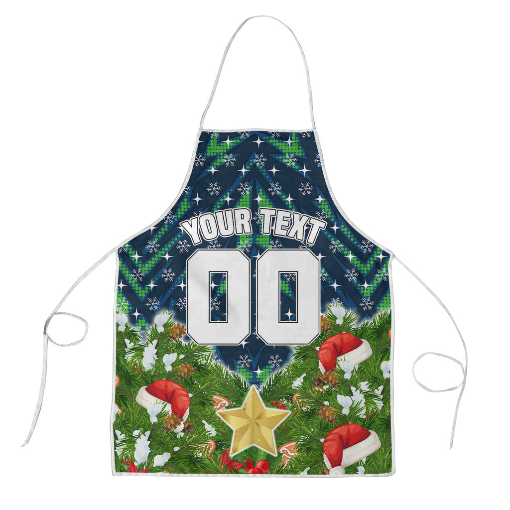 Personalised Raiders Rugby Christmas Apron Santa Rugby Mascot - Pine Wreath Festive