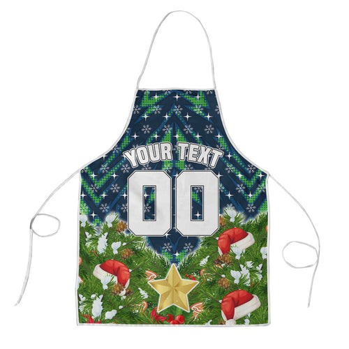 Personalised Raiders Rugby Christmas Apron Santa Rugby Mascot - Pine Wreath Festive