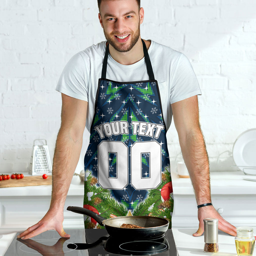 Personalised Raiders Rugby Christmas Apron Santa Rugby Mascot - Pine Wreath Festive