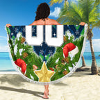 Personalised Raiders Rugby Christmas Beach Blanket Santa Rugby Mascot - Pine Wreath Festive