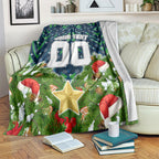 Personalised Raiders Rugby Christmas Blanket Santa Rugby Mascot - Pine Wreath Festive