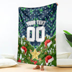 Personalised Raiders Rugby Christmas Blanket Santa Rugby Mascot - Pine Wreath Festive