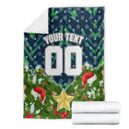 Personalised Raiders Rugby Christmas Blanket Santa Rugby Mascot - Pine Wreath Festive