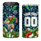 Personalised Raiders Rugby Christmas 4 in 1 Can Cooler Tumbler Santa Rugby Mascot - Pine Wreath Festive