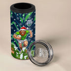 Personalised Raiders Rugby Christmas 4 in 1 Can Cooler Tumbler Santa Rugby Mascot - Pine Wreath Festive