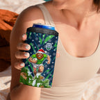 Personalised Raiders Rugby Christmas 4 in 1 Can Cooler Tumbler Santa Rugby Mascot - Pine Wreath Festive