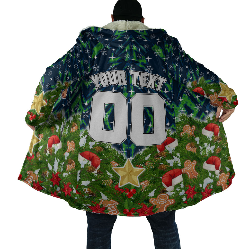 Personalised Raiders Rugby Christmas Cloak Santa Rugby Mascot - Pine Wreath Festive