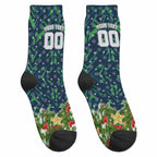 Personalised Raiders Rugby Christmas Crew Socks Santa Rugby Mascot - Pine Wreath Festive