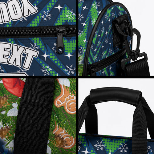 Personalised Raiders Rugby Christmas Duffle Bag Santa Rugby Mascot - Pine Wreath Festive