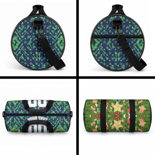Personalised Raiders Rugby Christmas Duffle Bag Santa Rugby Mascot - Pine Wreath Festive